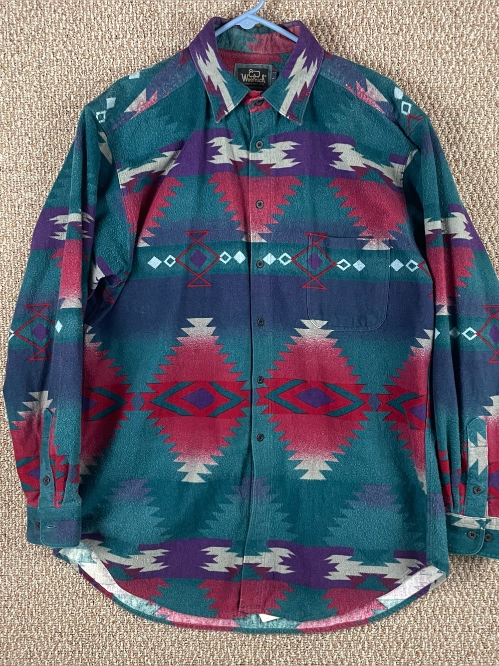 Vintage Woolrich Flannel Shirt Mens Large Aztec Southwest Cotton Blanket USA